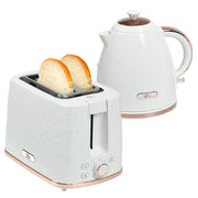 Fast Boil 17L Kettle and 2 Slice Toaster Set With Auto Shut Off and Browning Control White