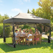 Pop Up Gazebo with Mesh Sides for Garden Shade and Insect Protection 3 x 4.5 m, Dark Grey Outsunny