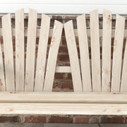 Outsunny Fir Wood Love Seats with Wheel-Shaped Armrests, Large Load-Bearing Chair, Natural Wood Finish AOSOM