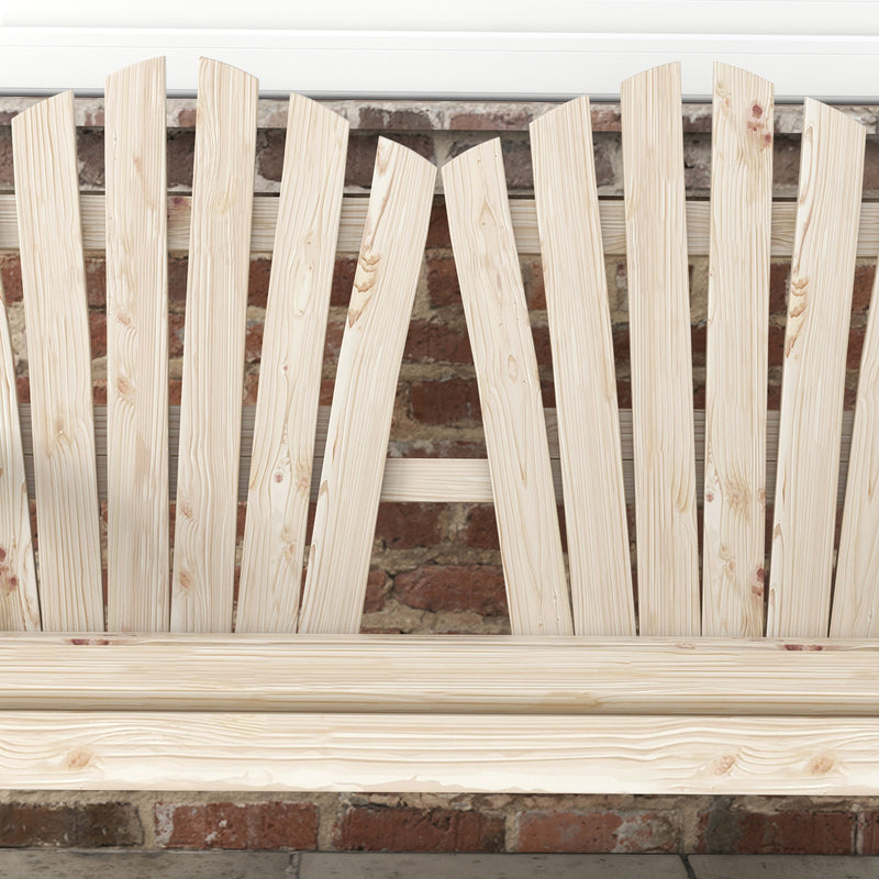 Outsunny Fir Wood Love Seats with Wheel-Shaped Armrests, Large Load-Bearing Chair, Natural Wood Finish AOSOM