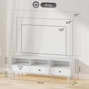 White Minimal TV Stand with Multi Storage Shelves for Living Room