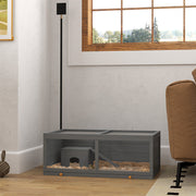 Grey Wooden Hamster Cage with Sliding Tray and Openable Top for Syrian Hamsters by PawHut