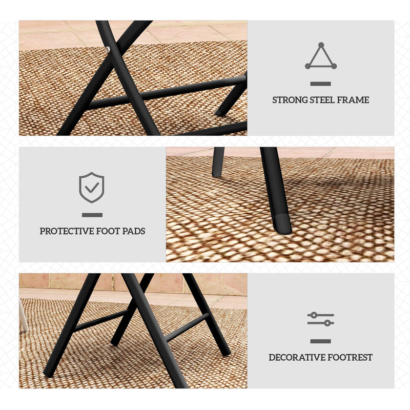 2 Seater Folding Garden Bistro Set for Small Patios and Balconies with Mesh Chairs, Black