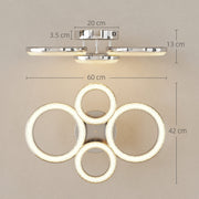 Modern LED Ceiling Light with 4 Ring Design and Adjustable Colour for Living Room Silver Tone AOSOM