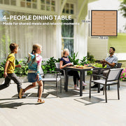 Square Garden Dining Table for 4 with Durable Aluminium Legs Ideal for Outdoors Natural Wood Outsunny