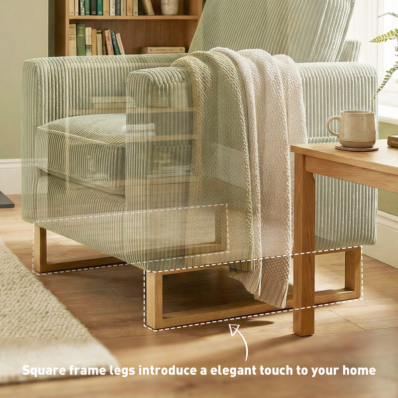 Compact Supportive Armchair for Small Spaces with Easy Clean Corduroy Dark Green