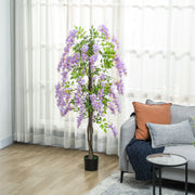 Tall Purple Artificial Wisteria Plant With 756 Leaves And Pot For Indoor Home Decor