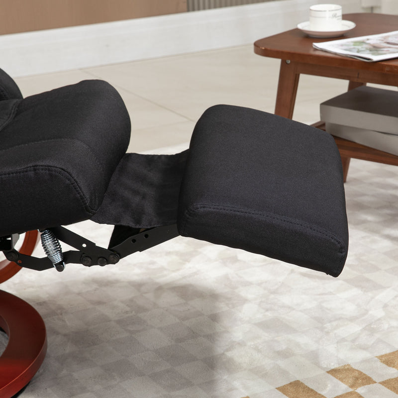 Manual Reclining Swivel Chair With Footrest for Home or Office Comfort Black