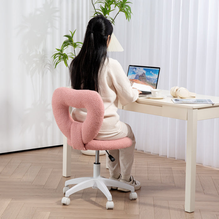 Pink Teddy Fleece Swivel Office Chair With Adjustable Height by HOMCOM