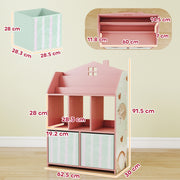 Kids Toy Storage Shelf with Book Display and Drawers for Easy Organisation Pink AOSOM