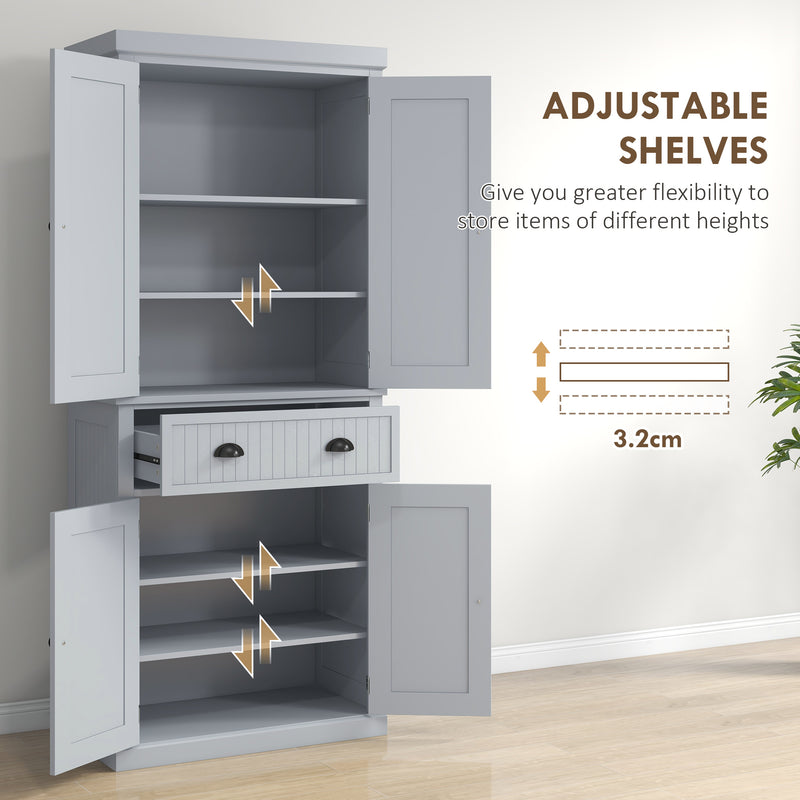 Tall Kitchen Storage Cabinet With Adjustable Shelves And Drawers