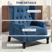 Vintage Reclining Armchair with Footrest 150 Degree Adjustable for Lounge Comfort, Royal Blue