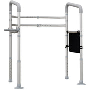 Adjustable Toilet Safety Frame with Armrests and Suction Cups for Elderly Support White AOSOM