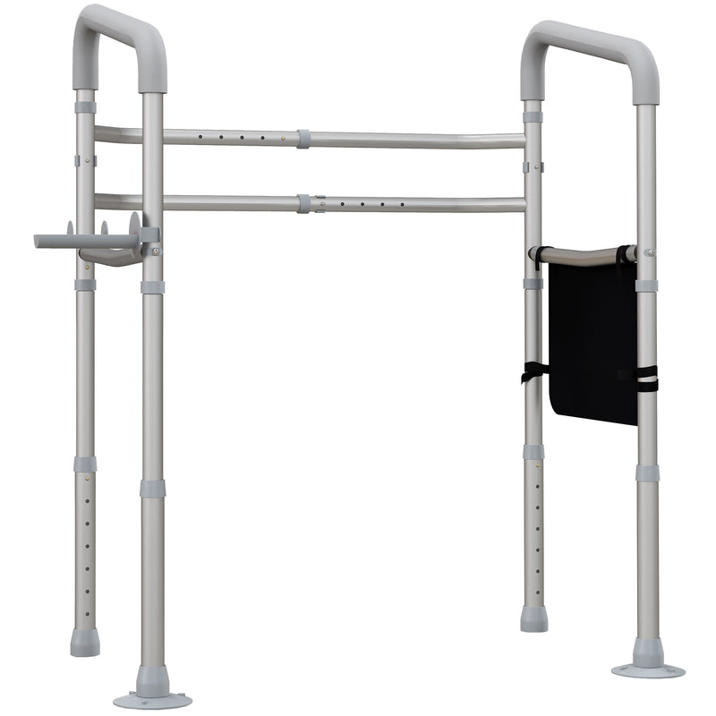 Adjustable Toilet Safety Frame with Armrests and Suction Cups for Elderly Support White AOSOM