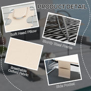 Set of 2 Foldable Sun Loungers with Reading Hole and Adjustable Backrest for Garden Beige AOSOM