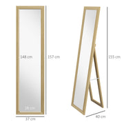 Rustic Full Length Mirror Freestanding or Wall Mounted for Bedroom or Hallway, Natural