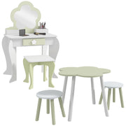 5 Piece Kids Table and Chair Set with Flower Design for Toddlers Aged 3 to 5 Pink AOSOM