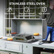 Silver Portable BBQ Pizza Oven with Thermometer Stone Peel and Handles by Outsunny