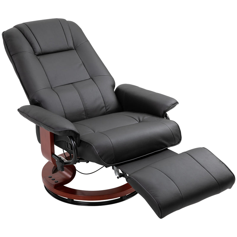Reclining Swivel Lounge Chair With Padded Footrest For Home Office Comfort Black
