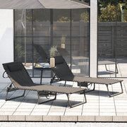 Set of 2 Black Sun Loungers with 5 Position Reclining Backs for Garden Comfort by Outsunny
