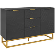 Sideboard with 3 Drawers and Adjustable Shelves for Storage in Living Room Black