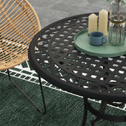 Round Aluminium Garden Table with Parasol Hole Seats 4 Ideal for Patios and Outdoor Dining