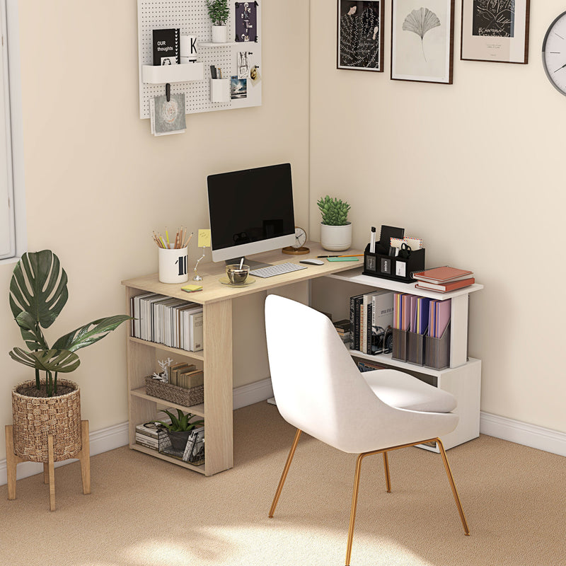 Modular Desk with Adjustable Shelves for Small Home Office and Easy Organisation White