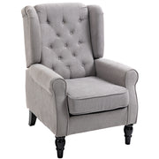 Wingback Accent Chair With Wooden Frame And Button Tufting For Living Room Or Bedroom Grey