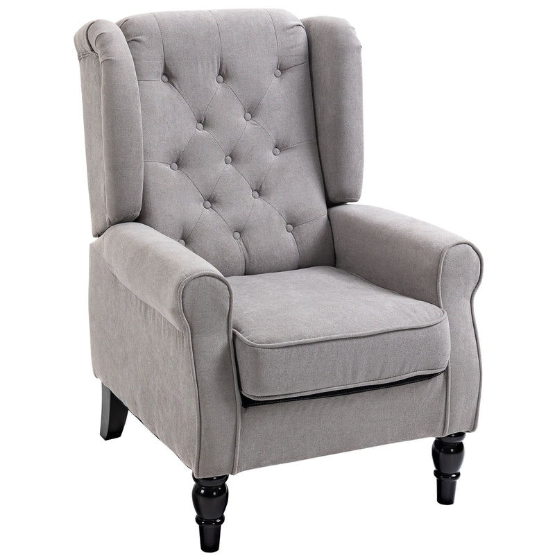 Wingback Accent Chair With Wooden Frame And Button Tufting For Living Room Or Bedroom Grey