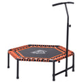 Adjustable Mini Fitness Trampoline With Handle Bar For Indoor Exercise Black Orange AOSOM