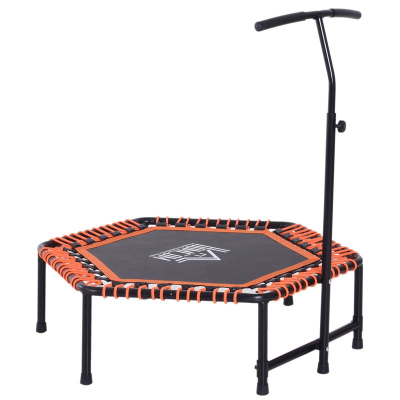 Adjustable Mini Fitness Trampoline With Handle Bar For Indoor Exercise Black Orange AOSOM