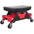 Mechanic Roller Seat with Tool Storage and Cushioned Support for Garage Work Black AOSOM