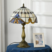 Handmade Stained Glass Table Lamp for Bedroom or Living Room with Antique Design, Purple