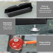 Portable Gas Plancha Grill with 2 Burners Non Stick Griddle for Camping and BBQ, Grey