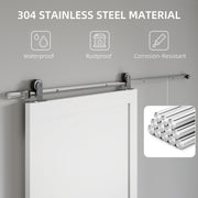 Sliding Door Hardware Kit for Quiet Wood Doors with Rustproof Stainless Steel Track Silver AOSOM