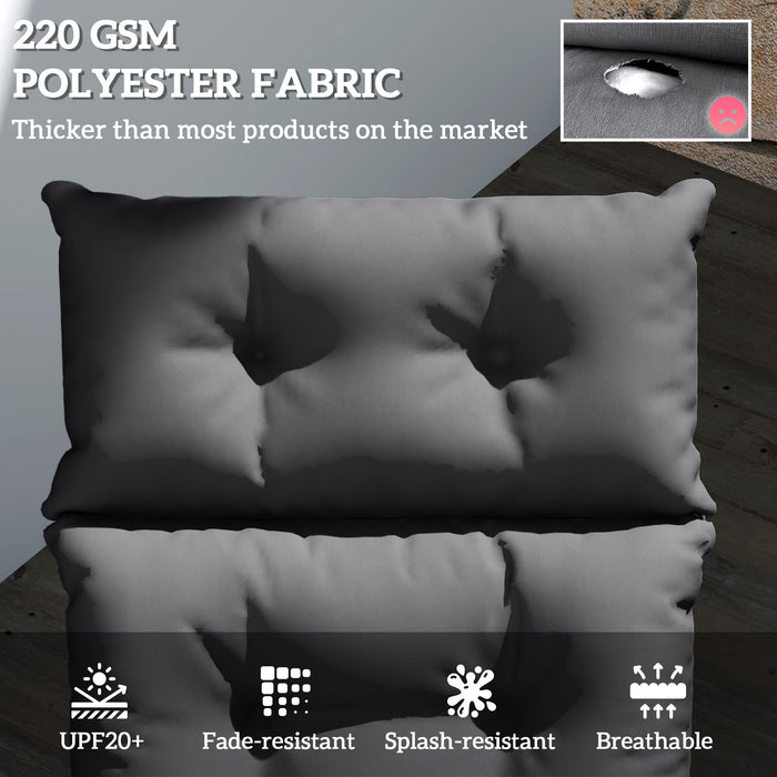 Dark Grey Sun Lounger Cushion 190x56x10cm UV Resistant Thick Sunbed Pad With Ties by Outsunny