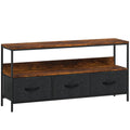 Industrial TV Stand Cabinet with 3 Foldable Fabric Storage Drawers for Living Room
