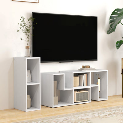 White Extendable TV Stand for TVs up to 75 Inches With Storage Shelves by HOMCOM