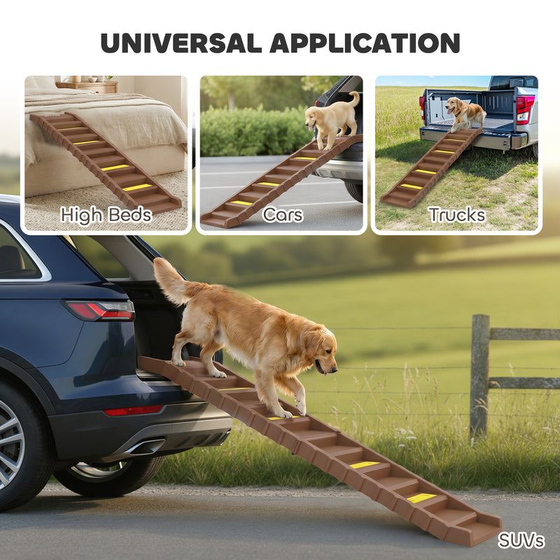 Dog Car Ramp for Easy Pet Access with Anti Slip Surface and Foldable Design Brown