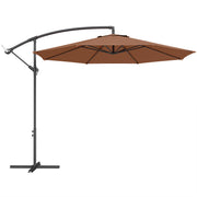Cantilever Garden Parasol with Adjustable Shade and Crank Handle for Patio or Outdoor Use Coffee AOSOM