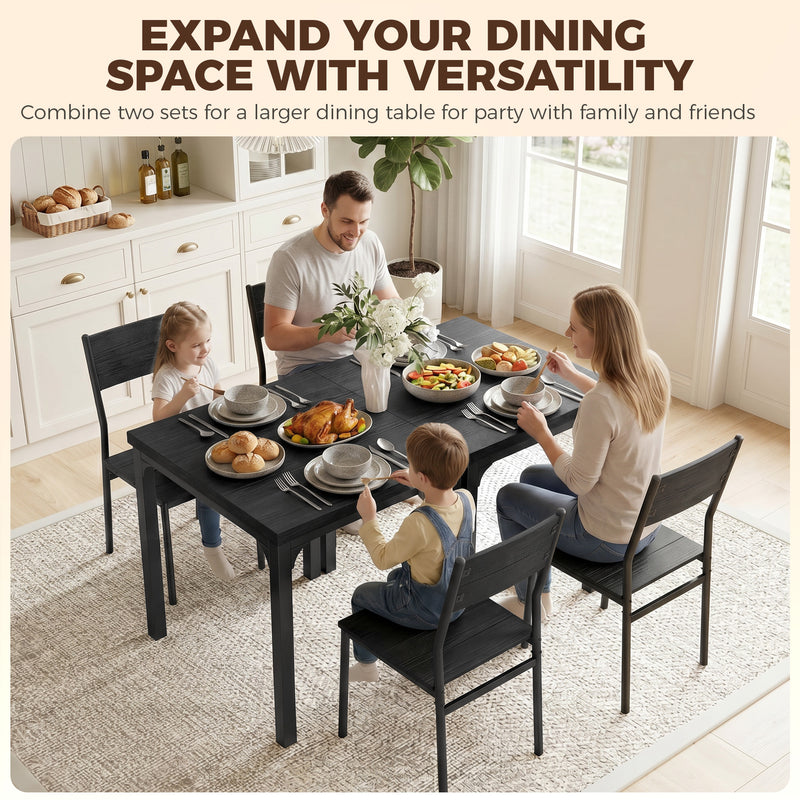 Compact Dining Set for Small Kitchens or Flats with Space Saving Chairs Black Wood Effect