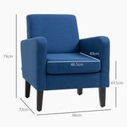 Set of 2 Upholstered Armchairs with Wooden Legs Ideal for Living Room or Bedroom Blue