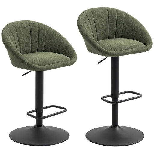 Set of 2 Dark Green Padded Tub Bar Stools with Backrest Ideal for Kitchen or Home Bar