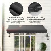 Dark Grey 3 x 2.5m Electric Retractable Awning with Remote Control UV30+ Sun Shade by Outsunny