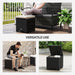 Set of 2 Rattan Storage Ottomans with Cushions for Garden Balcony and Poolside in Cream by Outsunny