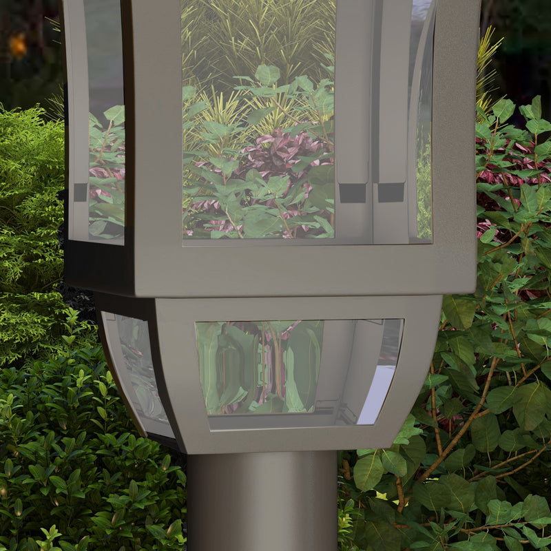 Solar Garden Lamp Post Light with LED Cool White Glow for Pathway or Patio Use Black