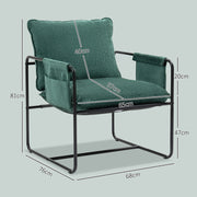 Green Minimalist Padded Accent Chair with Side Pockets by HOMCOM