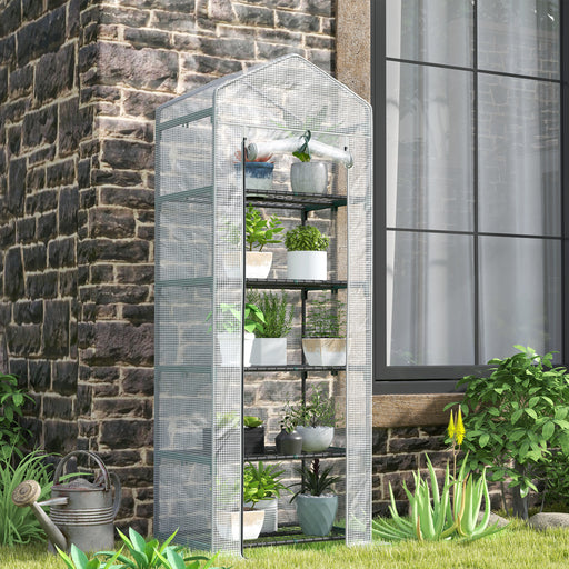 193cm Five Shelf Mini Greenhouse White Portable Grow House by Outsunny