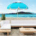 Blue Portable Beach Umbrella with Sand Anchor UPF50+ Tilt Adjustable Height by Outsunny