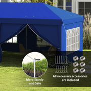 3 x 6m Pop Up Gazebo With Curtains and Windows Ideal for Outdoor Parties Blue Outsunny